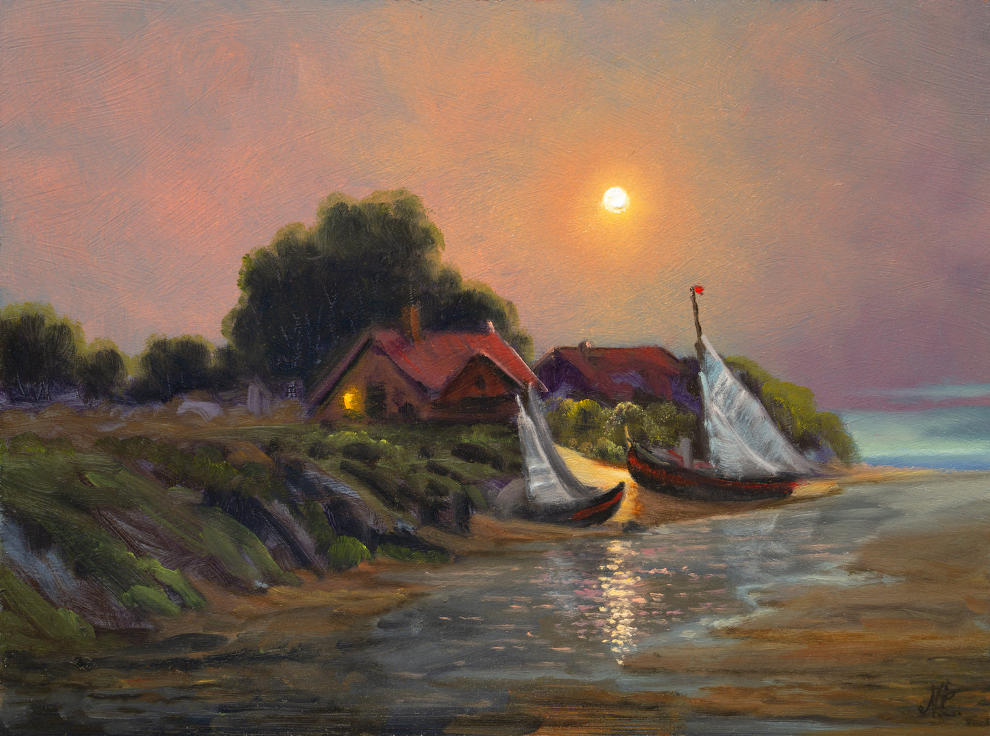 Florida's Magic Night March 3 1845, original oil painting by Nathan Clements